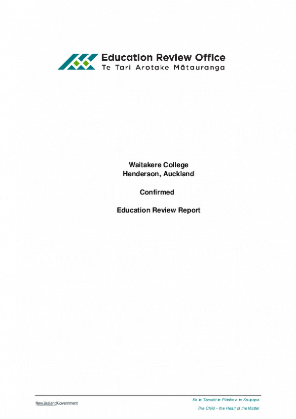 Waitakere College ERO Report 2017