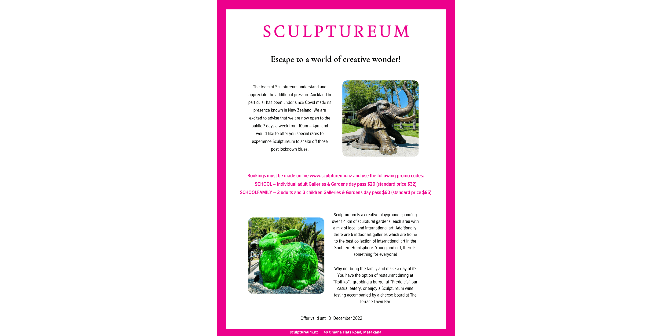 Sculptureum discount offer