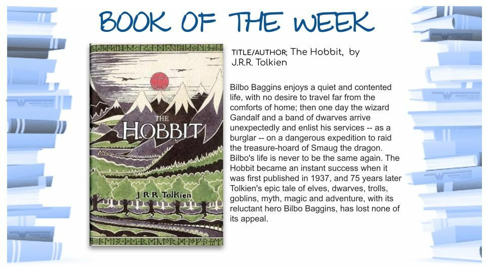 Book Of The Week - The Hobbit,  By J.R.R. Tolkien