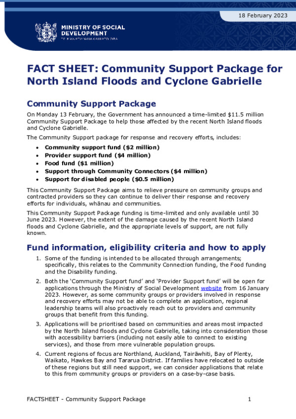 Factsheet Community Support Package