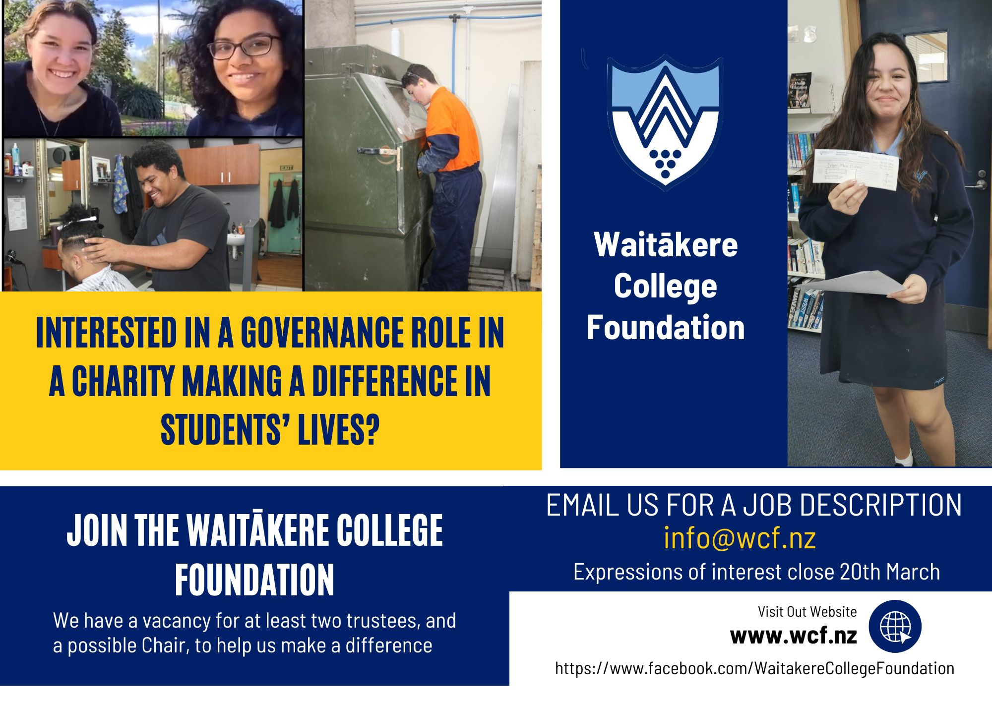 The Waitākere College Foundation is Looking for New Volunteer Trustees