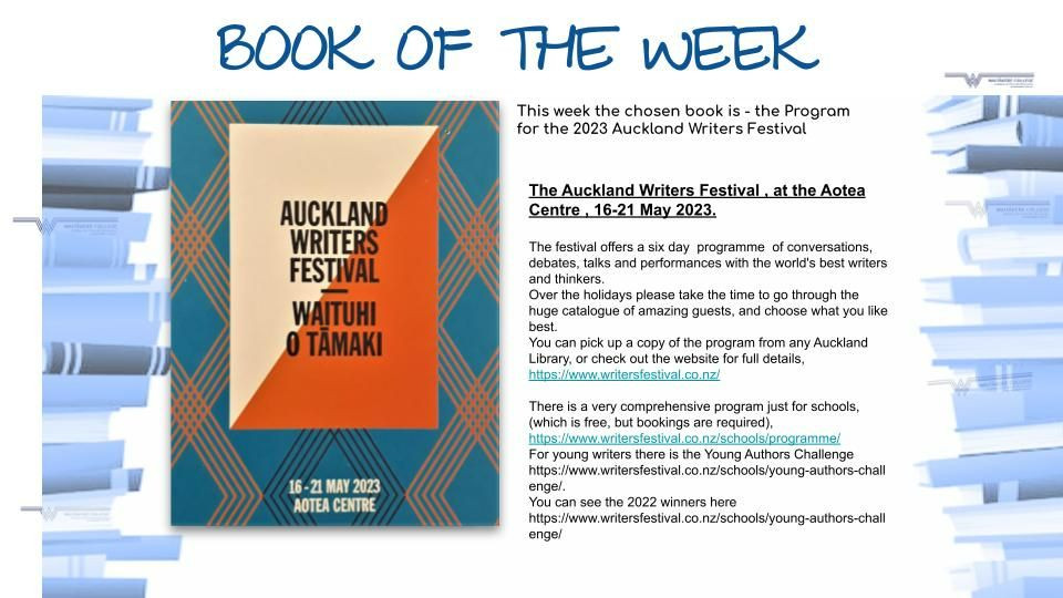 Book Of The Week - The Program for the 2023 Auckland Writers Festival