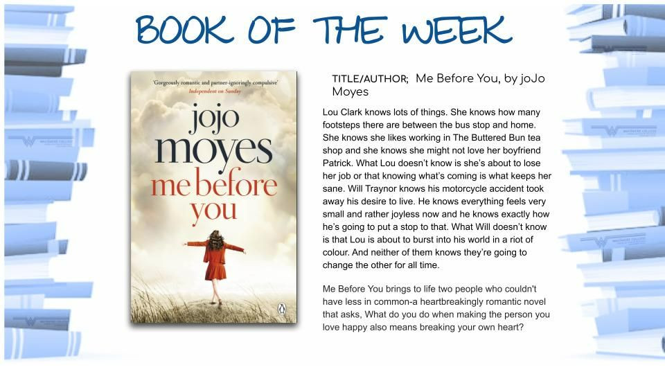 Book of The Week - Me Before You, by Jojo Moyes