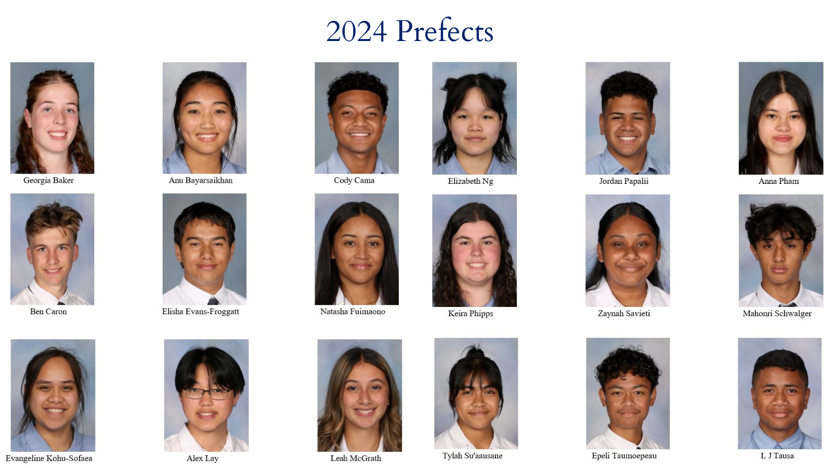 Waitākere College 2024 Prefects