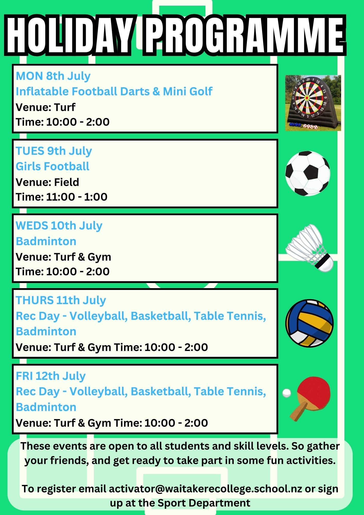 Sports Department Holiday Programme