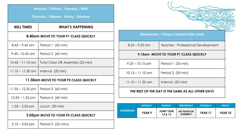 Bell Times and School Uniform Reminder