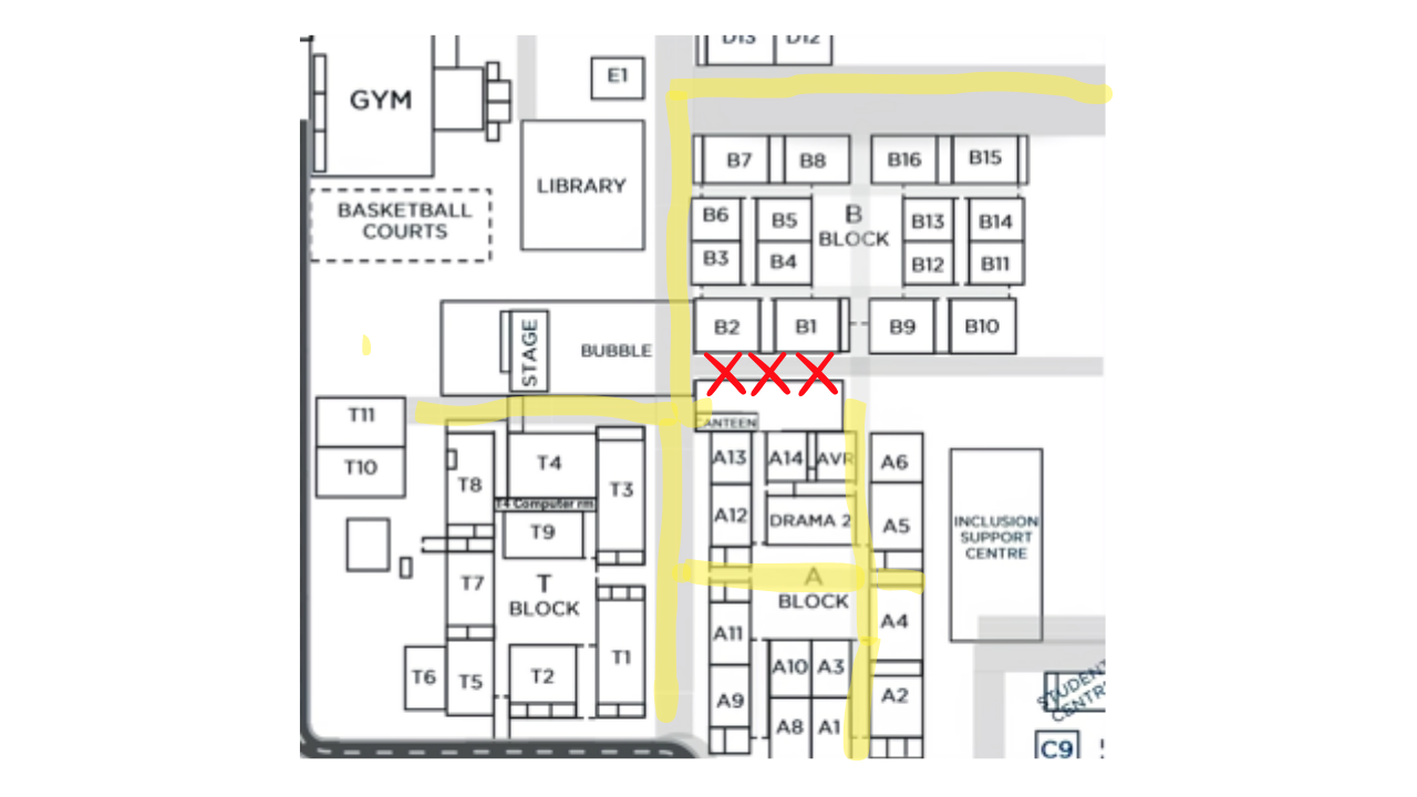 Construction Next Week Between A & B Block and Canteen