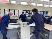 Mr Scott, Grayson & Daniel Cutting Sheet Metal @ Engineering Academy