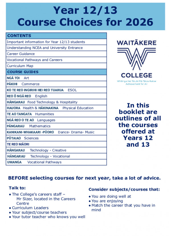 New Options Booklet Yr12,13 2026