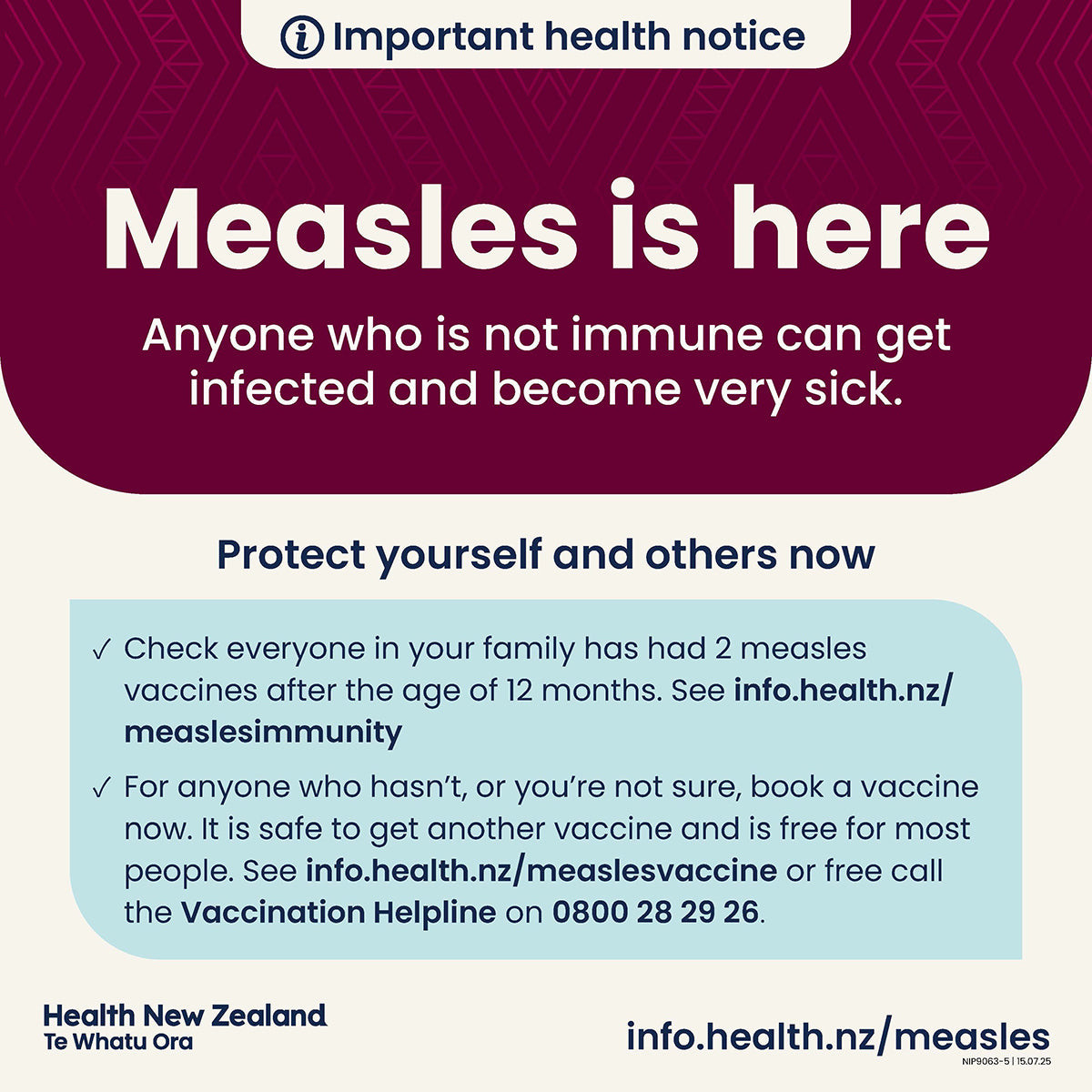 Guidance Following Increased National Risk of Measles