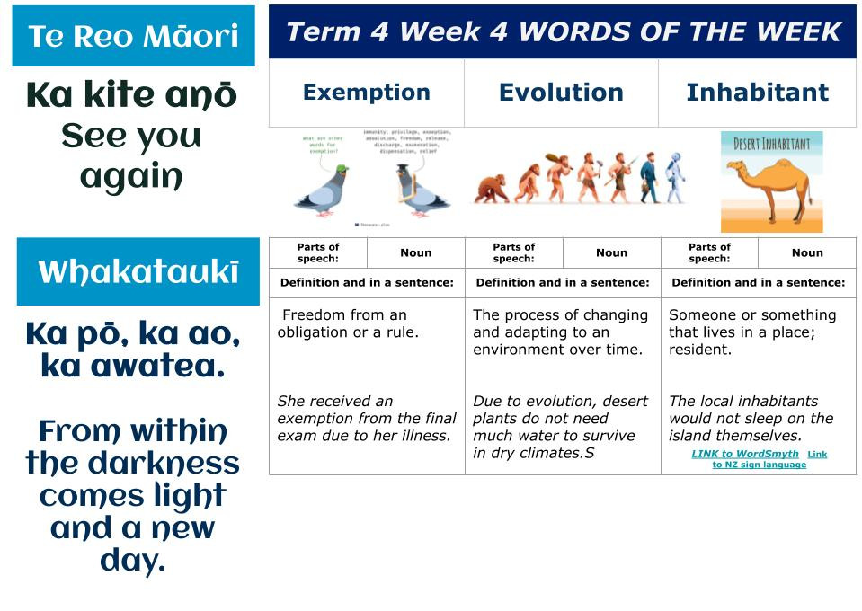 Te Reo Māori, Whakataukī & Words of the Week for Week 4